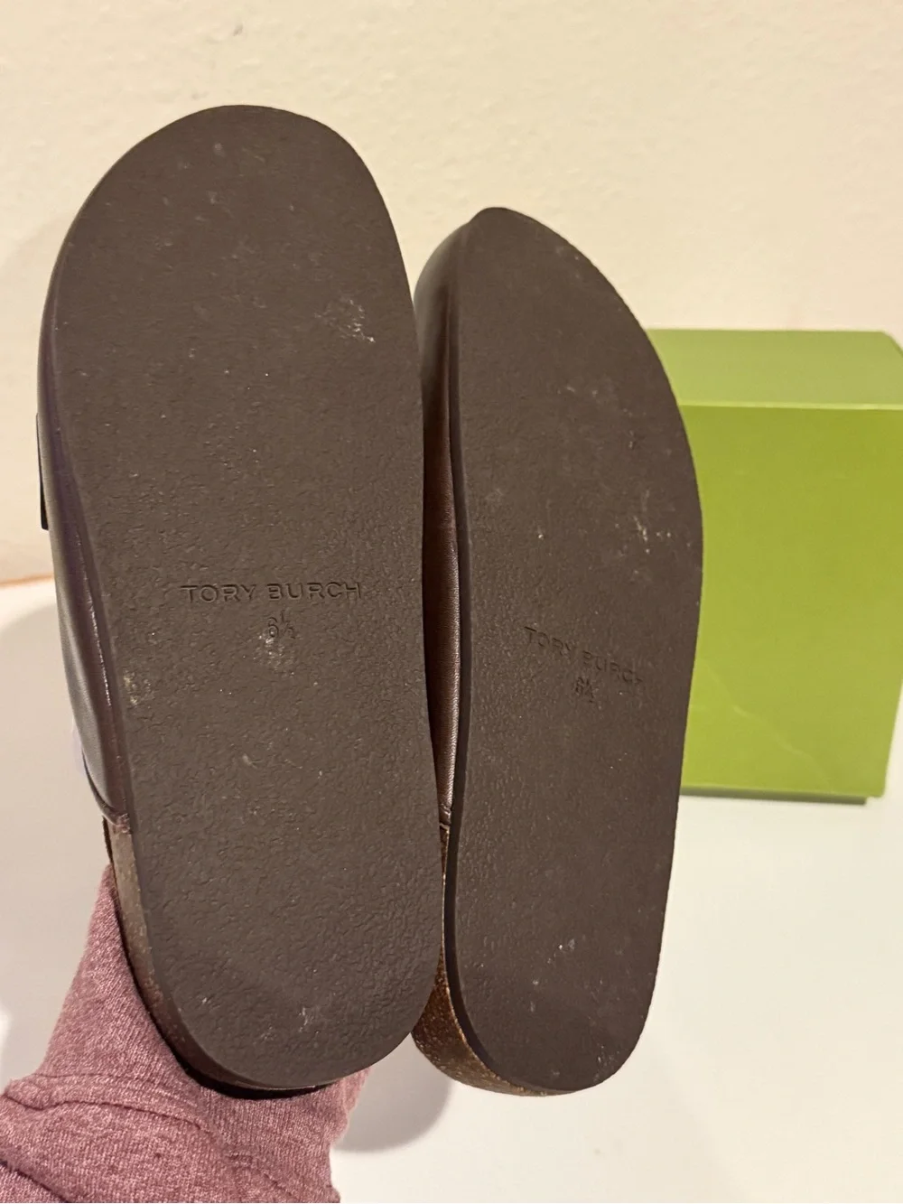 Tory Burch Everly cork leather mules deep mocha brown size 6.5 like new w/box
